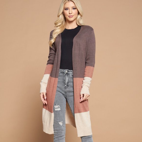 Jaxie’s Unique Sweaters - Long Sleeve Color Block Cardigan
